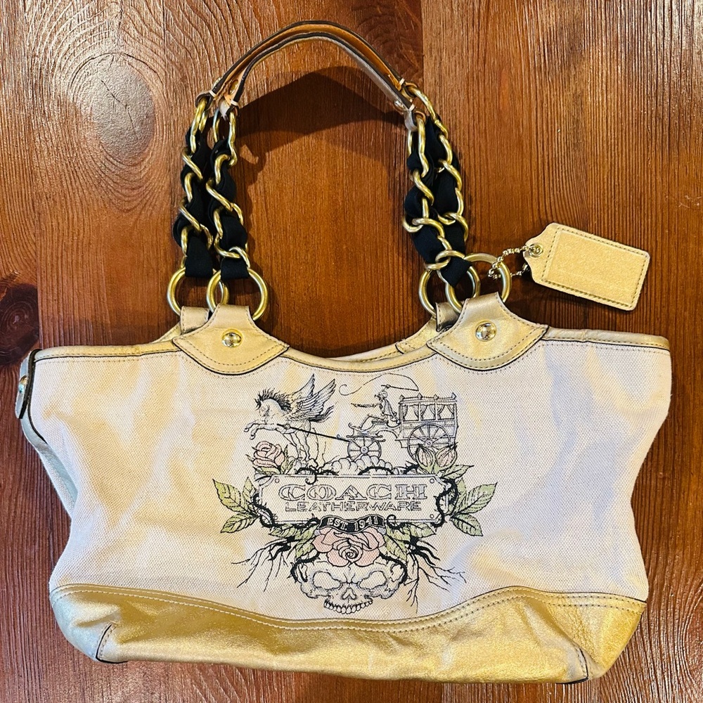 Coach Pegasus Tattoo  Canvas Tote Bag  Y2k Limited Edition 13661